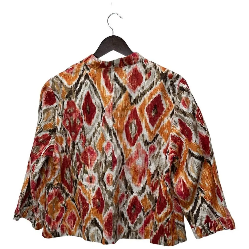 Chico's ‎ Womens Multicolor Blurred Ikat Alegra Blazer Jacket Sz M Boho Southwest - Image 2