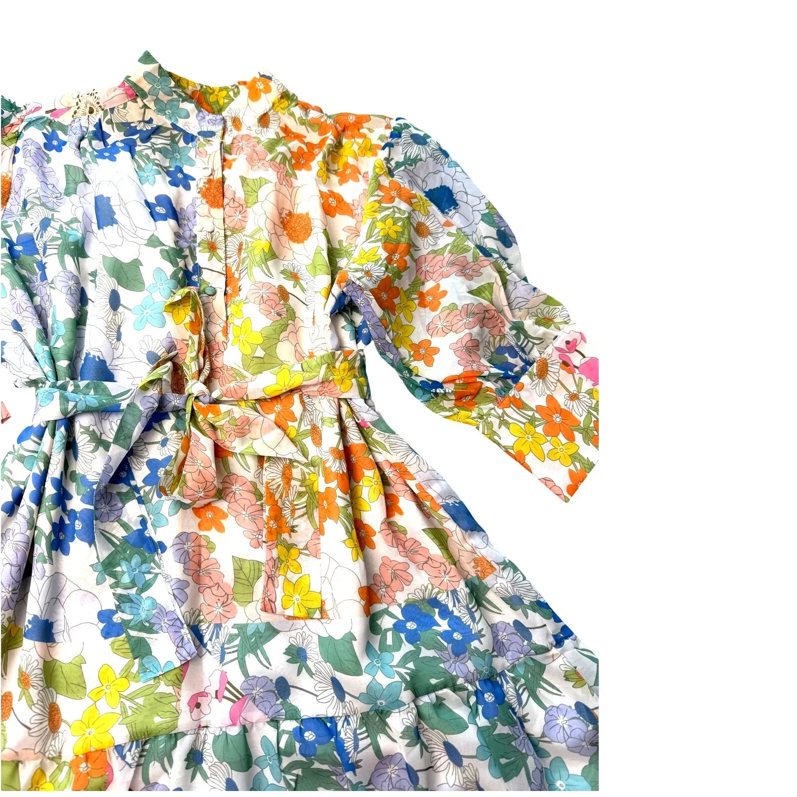 BOHO Floral Babydoll Dress Arthur Jane Claire Womens Large Retro Hippie 70s - Image 3