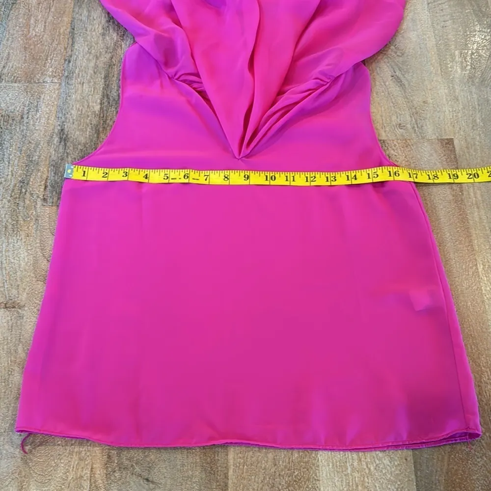 Diane von Furstenberg Emilia Pink Flowy Silk Sheer Blouse • Size XS/S 0-2 - Image 7