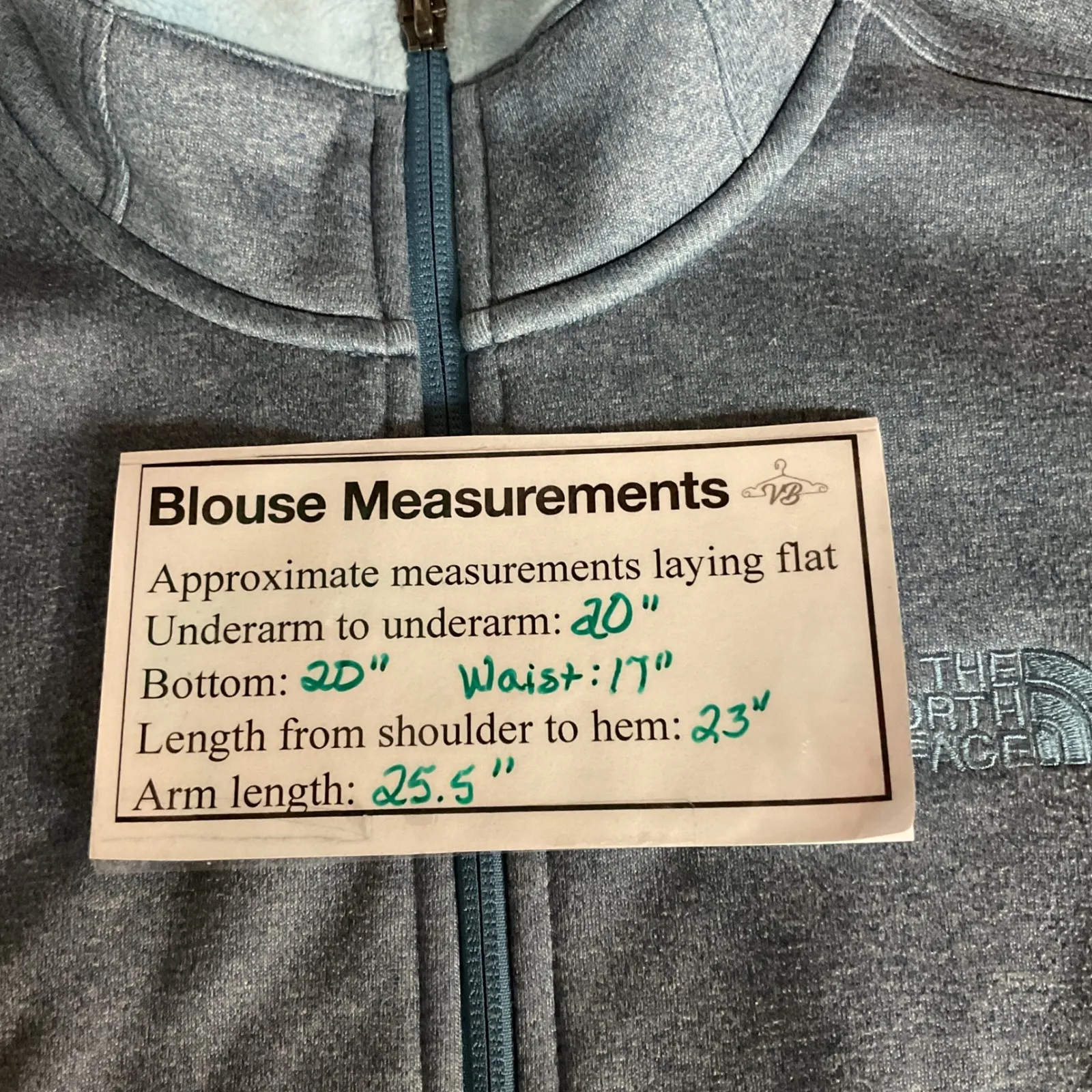 The North Face Blue Embroidered Logo Long Sleeve Full‎ Zip Fleece Jacket Size - Image 8