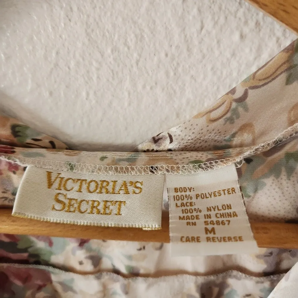 Victoria's Secret Vintage Gold Label 80s Lace Floral Botanicals Pajama Top Sz M - Image 3