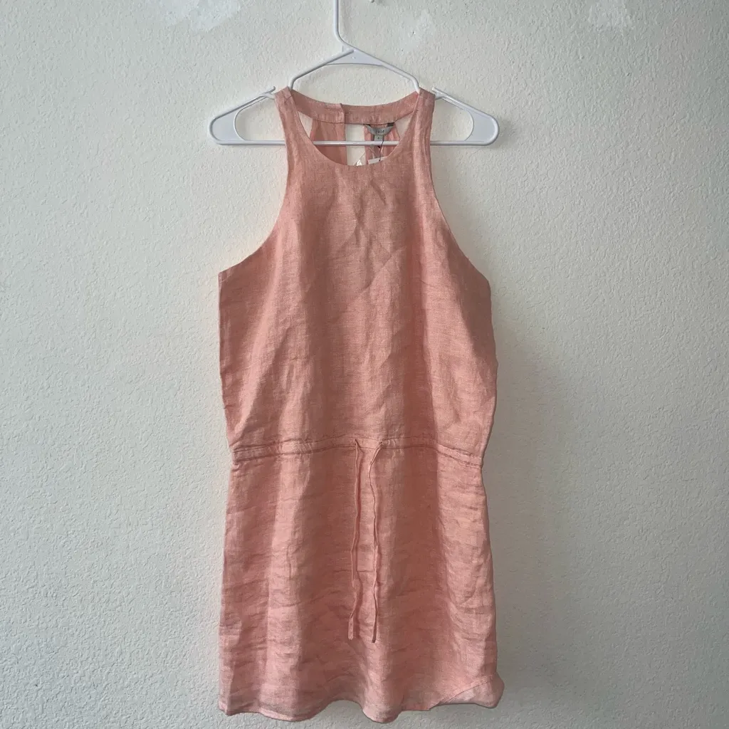 JOIE Dress Small Diega B 100%‎ Linen Persimmon Peach Halter Front Tie NWT - Image 4