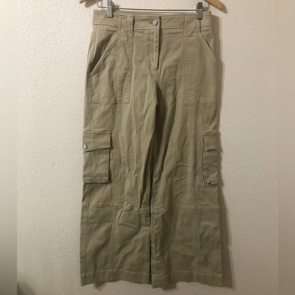 TWP Coop Wide Leg Pant with Cargo Pockets in Cotton Twill Khaki Tan - Image 2