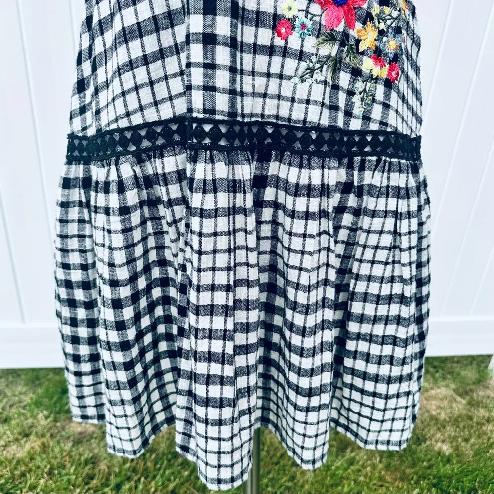 Derhy Women's Ferrure Black & Ivory Checked Jumper Dress Size M - Image 12