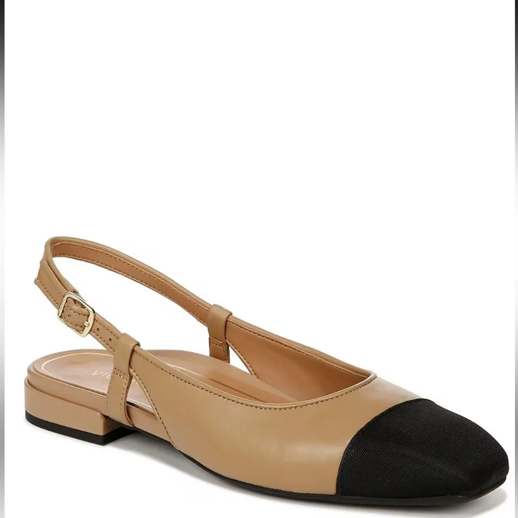 Vionic Petaluma Leather Slingback Cap Toe Flats in Camel - Image 2