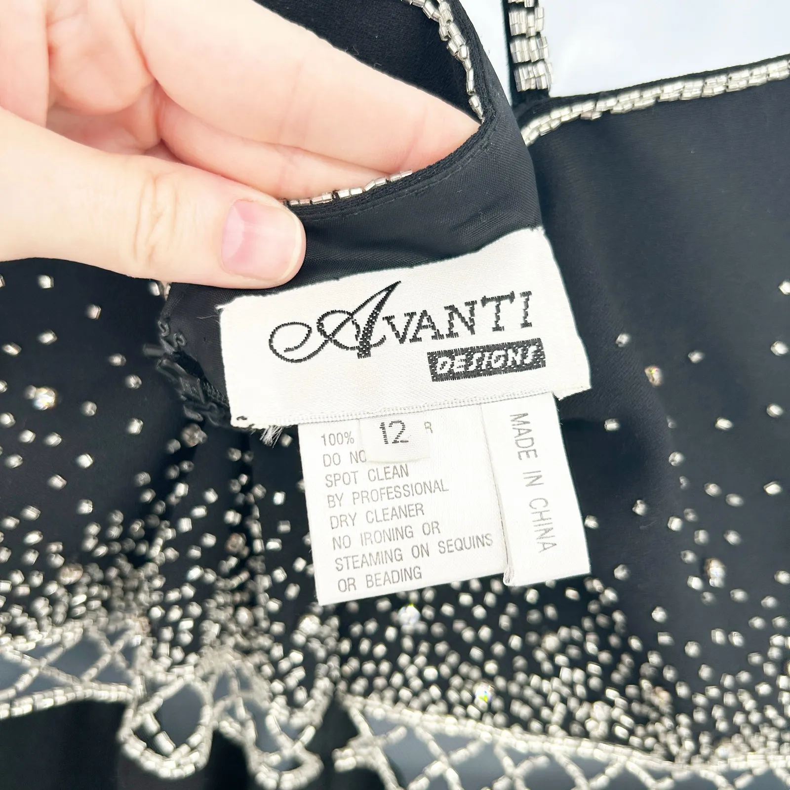 Avanti Designs Womens‎ VTG 90s Rhinestone Beaded Cocktail Evening Dress Size 12 - Image 7