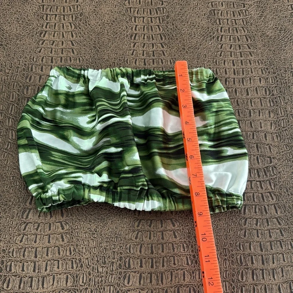 Muze New York Green Strapless Crop Top Size Small Marble Print Tube Top - Image 3