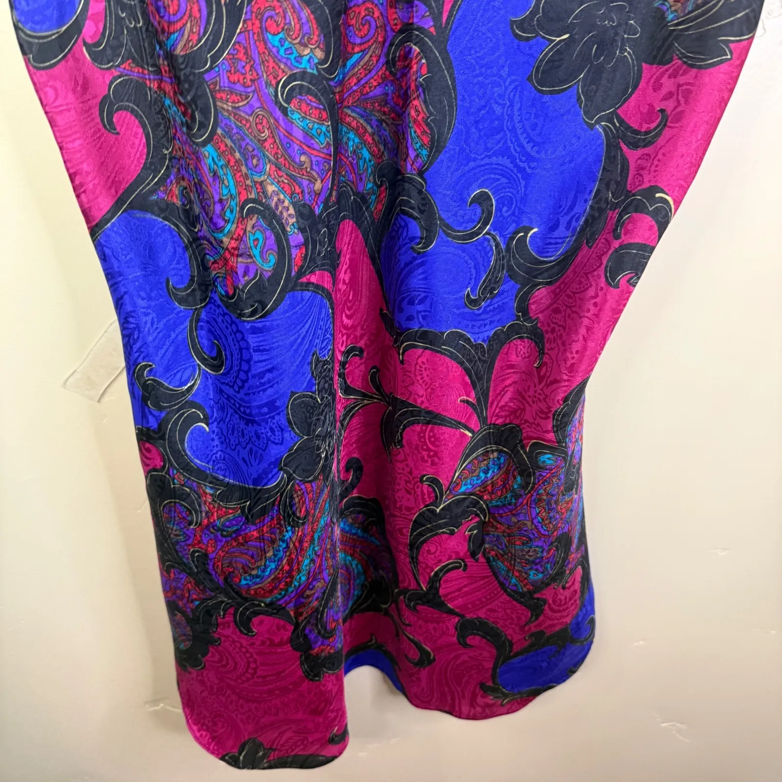 Vintage JO Intimates Chemise Slip Womens Medium‎ Nightgown Floral Paisley 90s Pink - Image 3