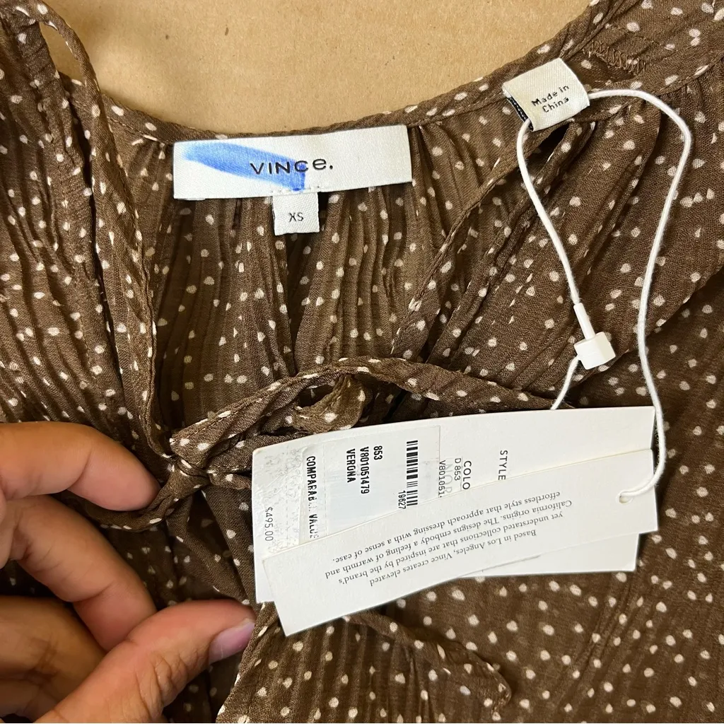 Vince Starry Dot Shirred Long Sleeve Dress - Image 8