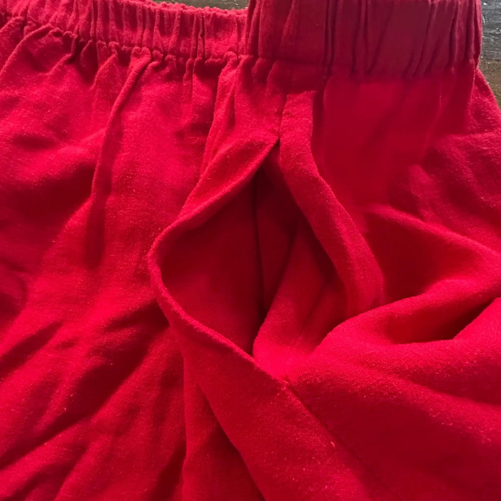 Vintage Orvis Red Linen Button Up Short Sleeve Top Matching Skirt Set Women's 16 - Image 9