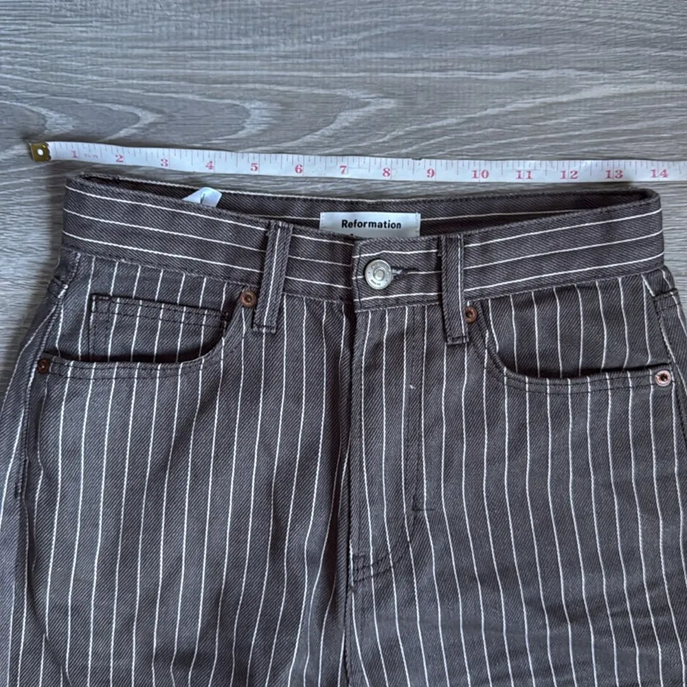 reformation wilder high rise wide leg jeans in cacao pinstripe 26 - Image 8