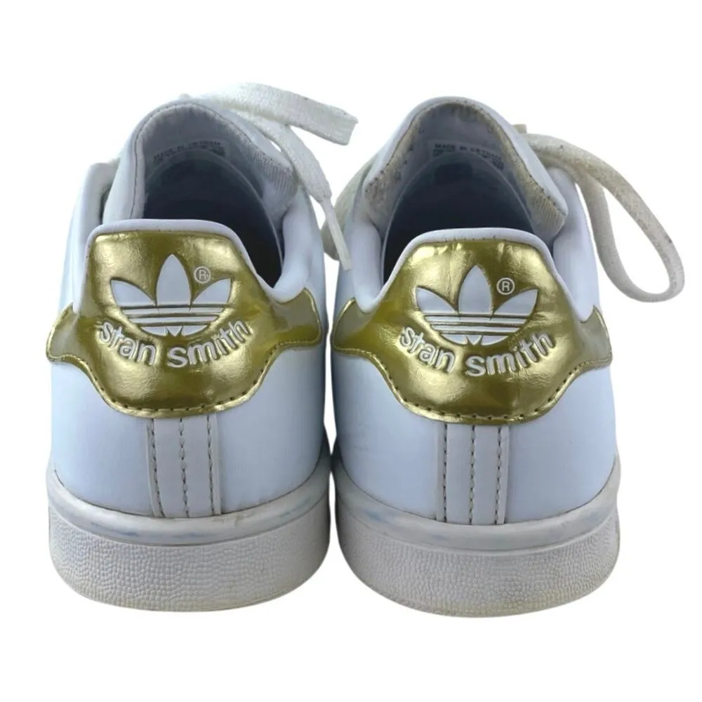 Adidas Stan Smith Women's White Gold Lace Up Tennis Leather Sneakers Shoes Sz 7 - Image 3