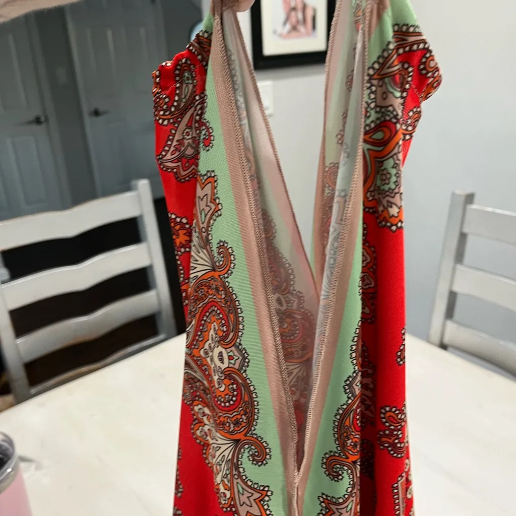 Zara‎ handkerchief tank top red and green size small - Image 5