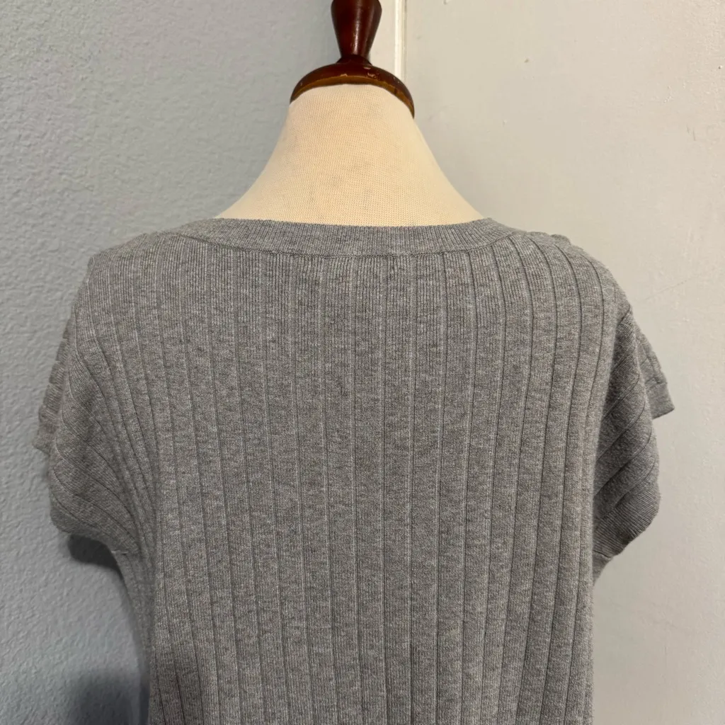 Sincerely Jules Women Luxury Gray Ribbed Short Sleeve Cozy Top Size‎ L Size L - Image 6