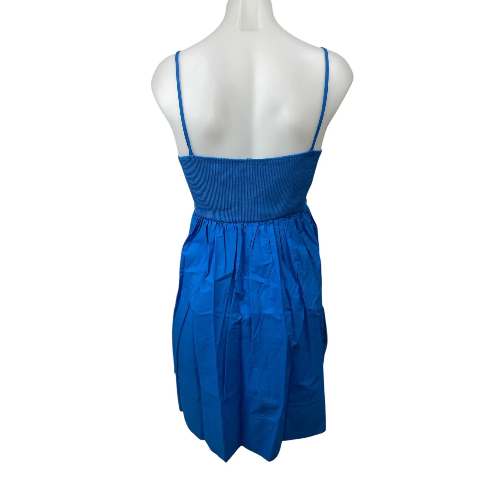 Zara Blue Sleeveless Ribbed Knit Square Neck Cami Camisole Tank Mini Dress Sz L - Image 2
