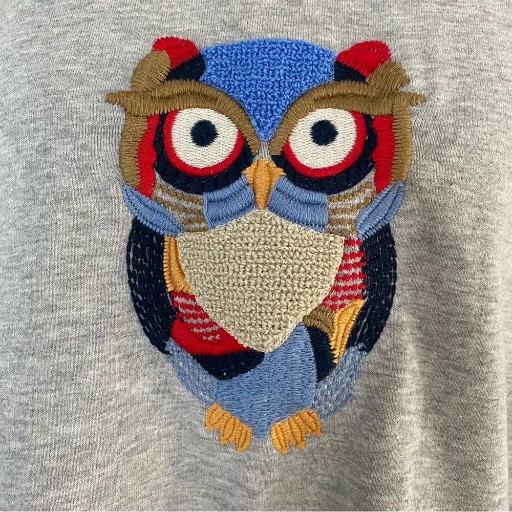Women’s Plus Size Cotton Traders Owl Crewneck Sweatshirt Gray - Image 2