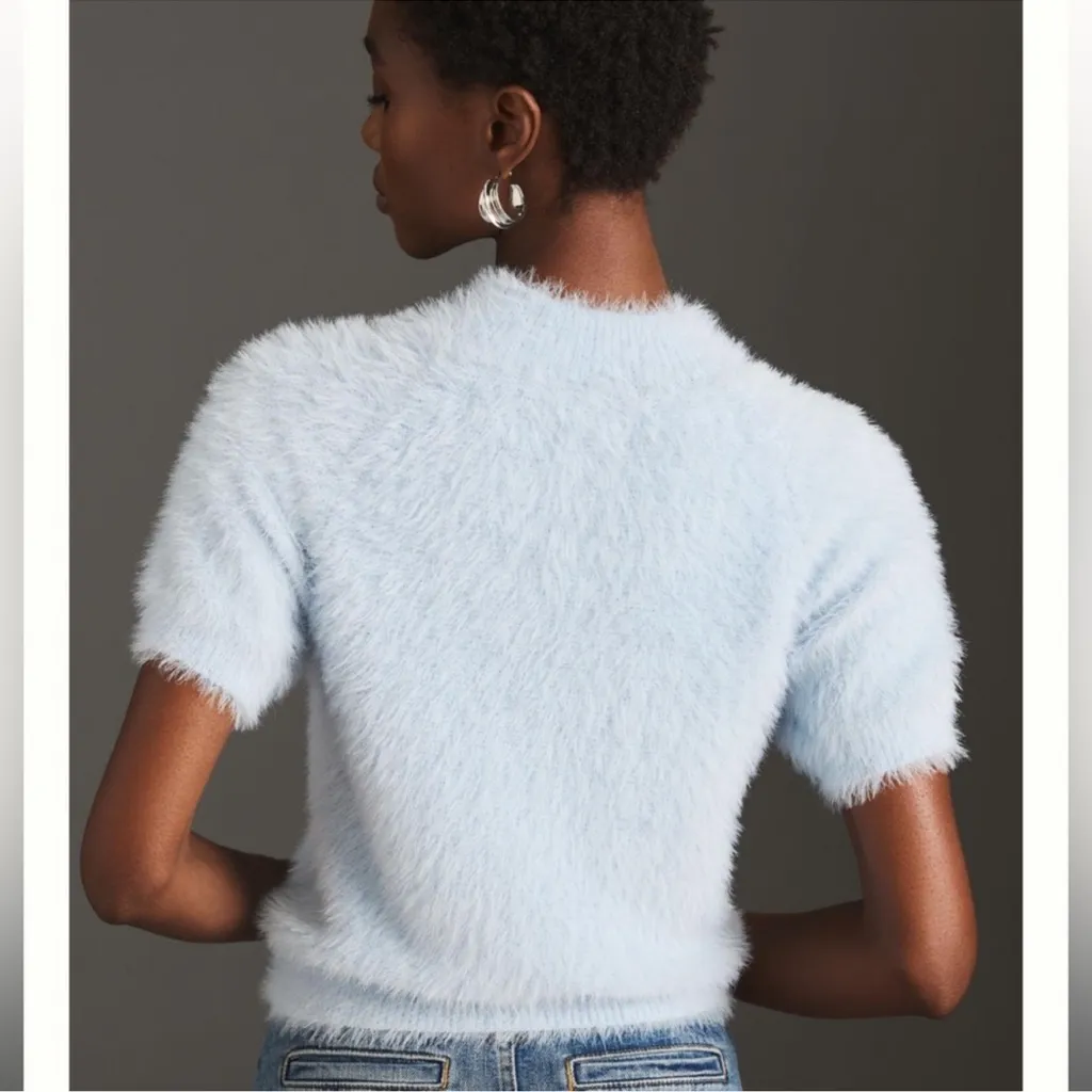 Anthropologie Pilcro Eyelash Baby Sweater Tee in Blue size Medium - Image 2