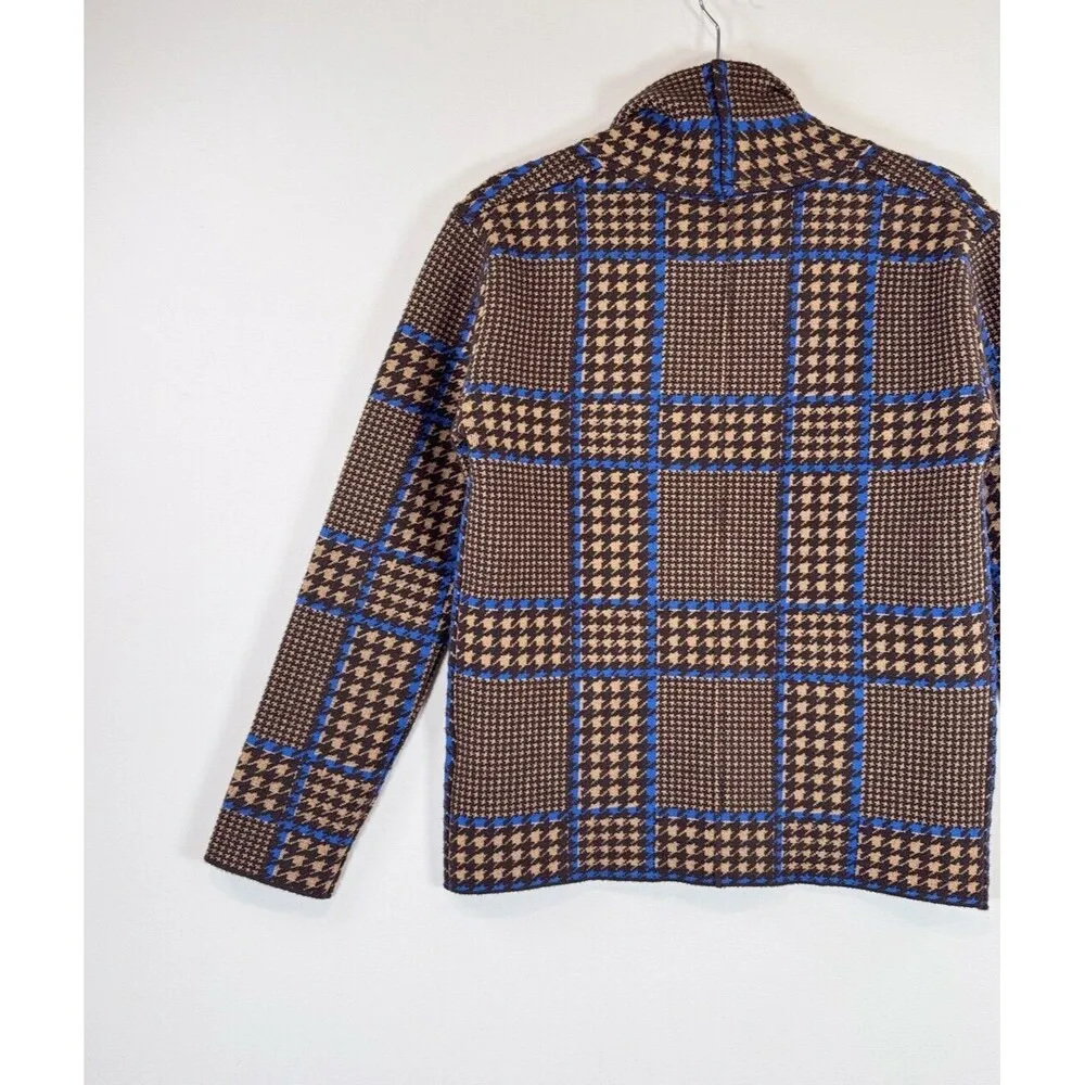 Anthropologi NVLT Womens Brown Blazer Knit Relaxed Houndstooth Long Sleeve 2XS Size XXS - Image 9