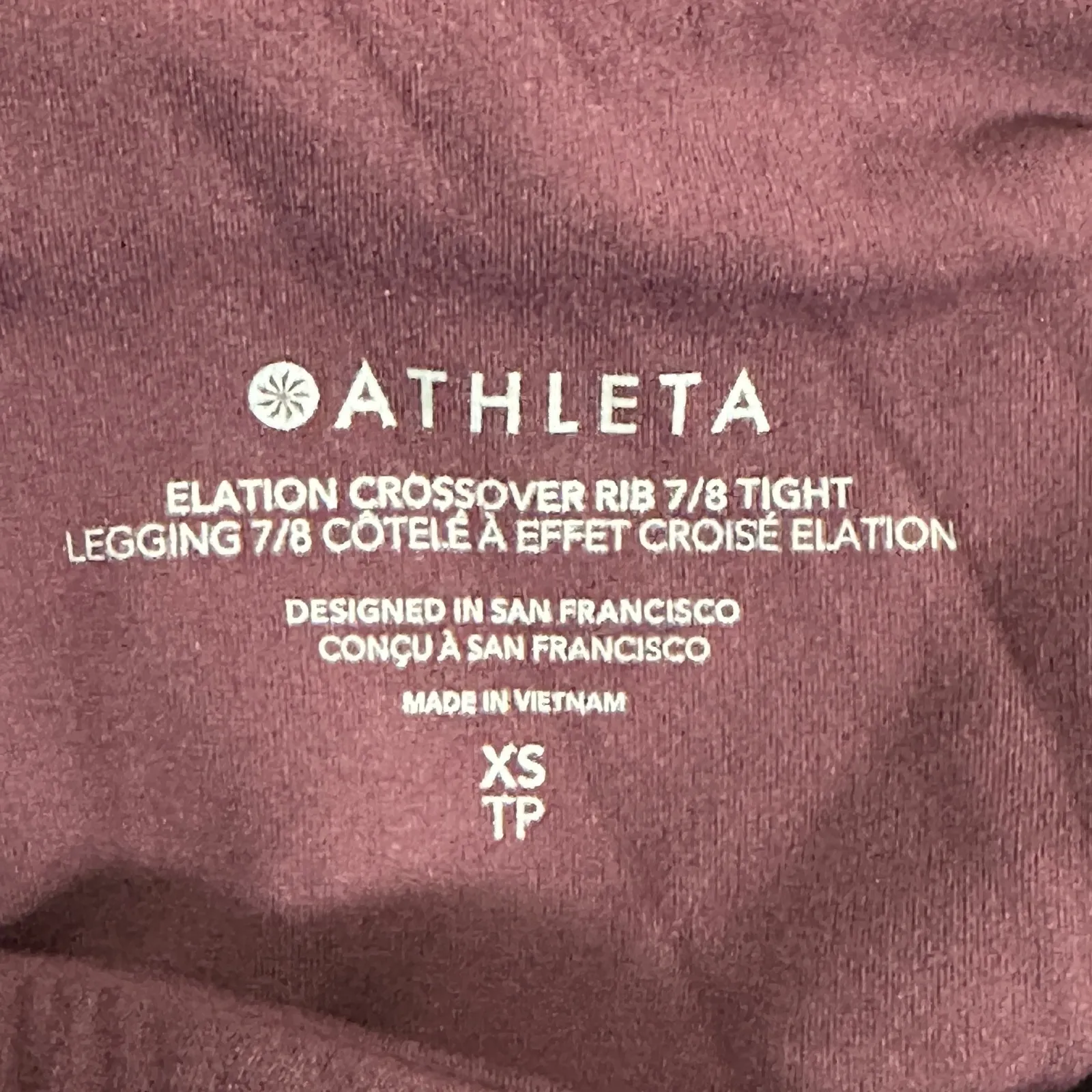 Athleta Elation Crossover Leggings Womens XS Purple Ribbed Stretch Athleisure - Image 4