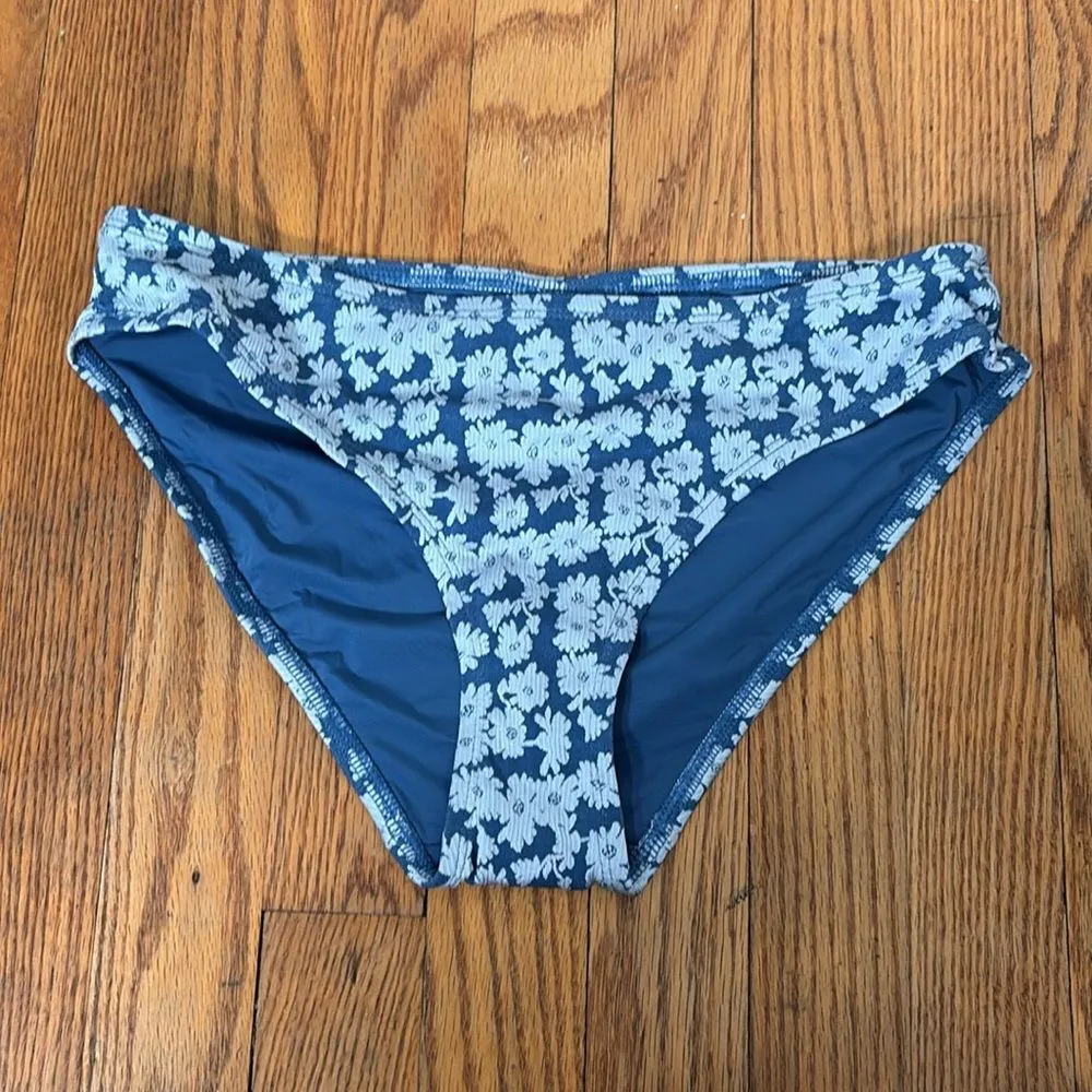 Andie Baja Halter Swim dress + Bikini Bottom Denim Floral Blue sz Small NWOT - Image 11