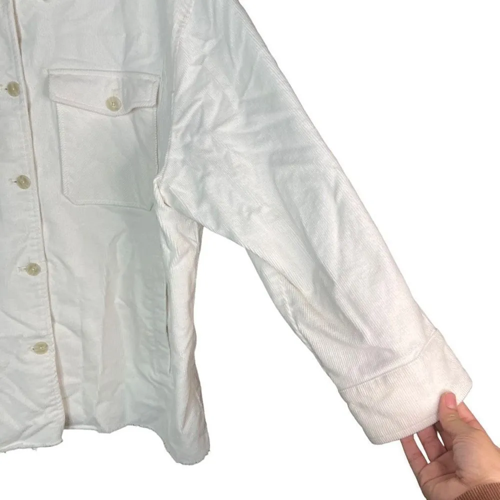 Gianni Bini white Corduroy Button Down Shirt Jacket Size Large - Image 5