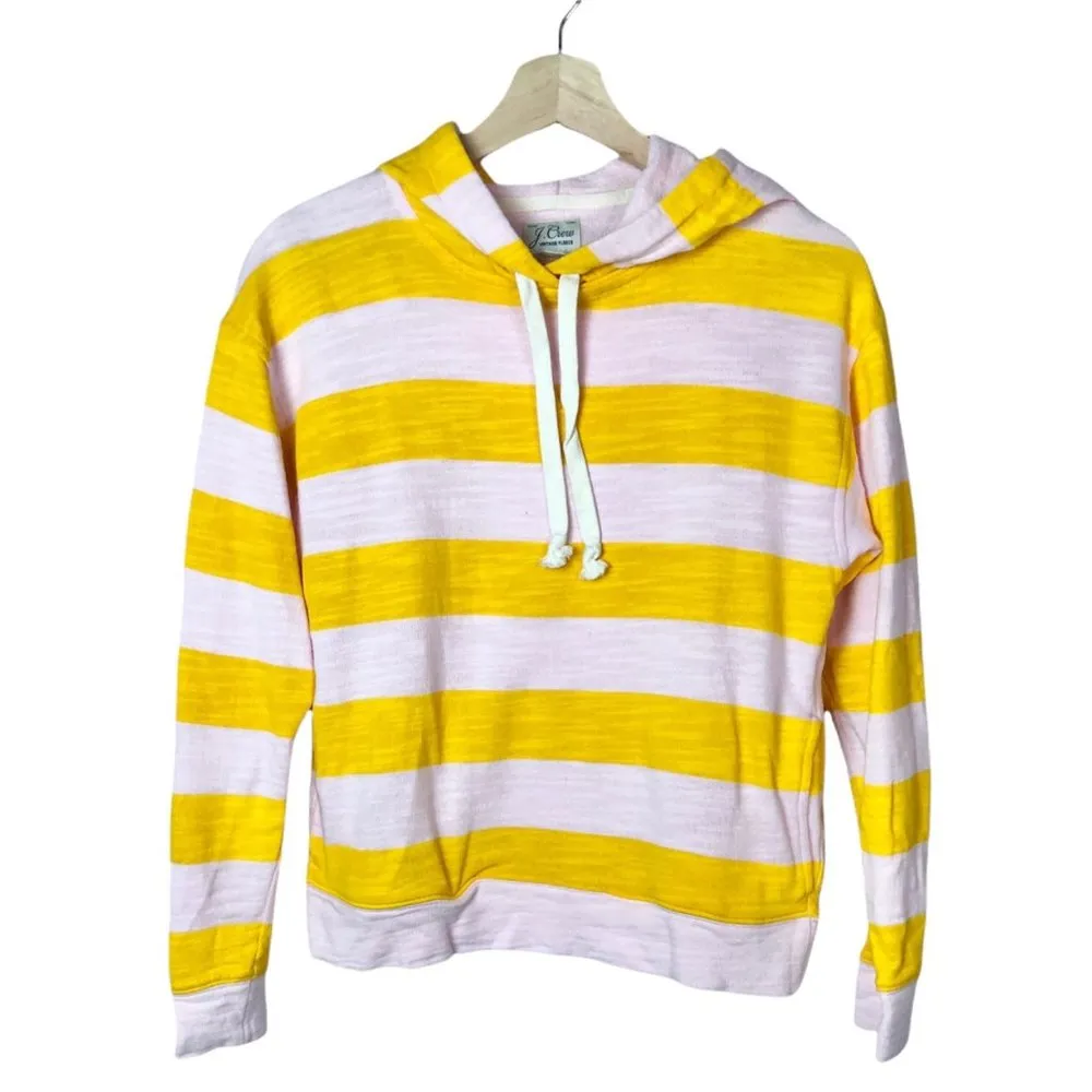 J. Crew Pink & Yellow Striped Vintage Cotton Terry Hoodie XXS - Image 4