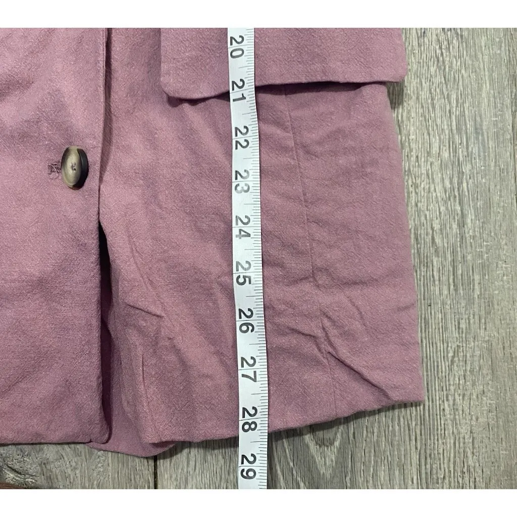 Free People Womens XS Olivia Blazer Dried Currant Linen Blend Purple Pink Jacket - Image 4