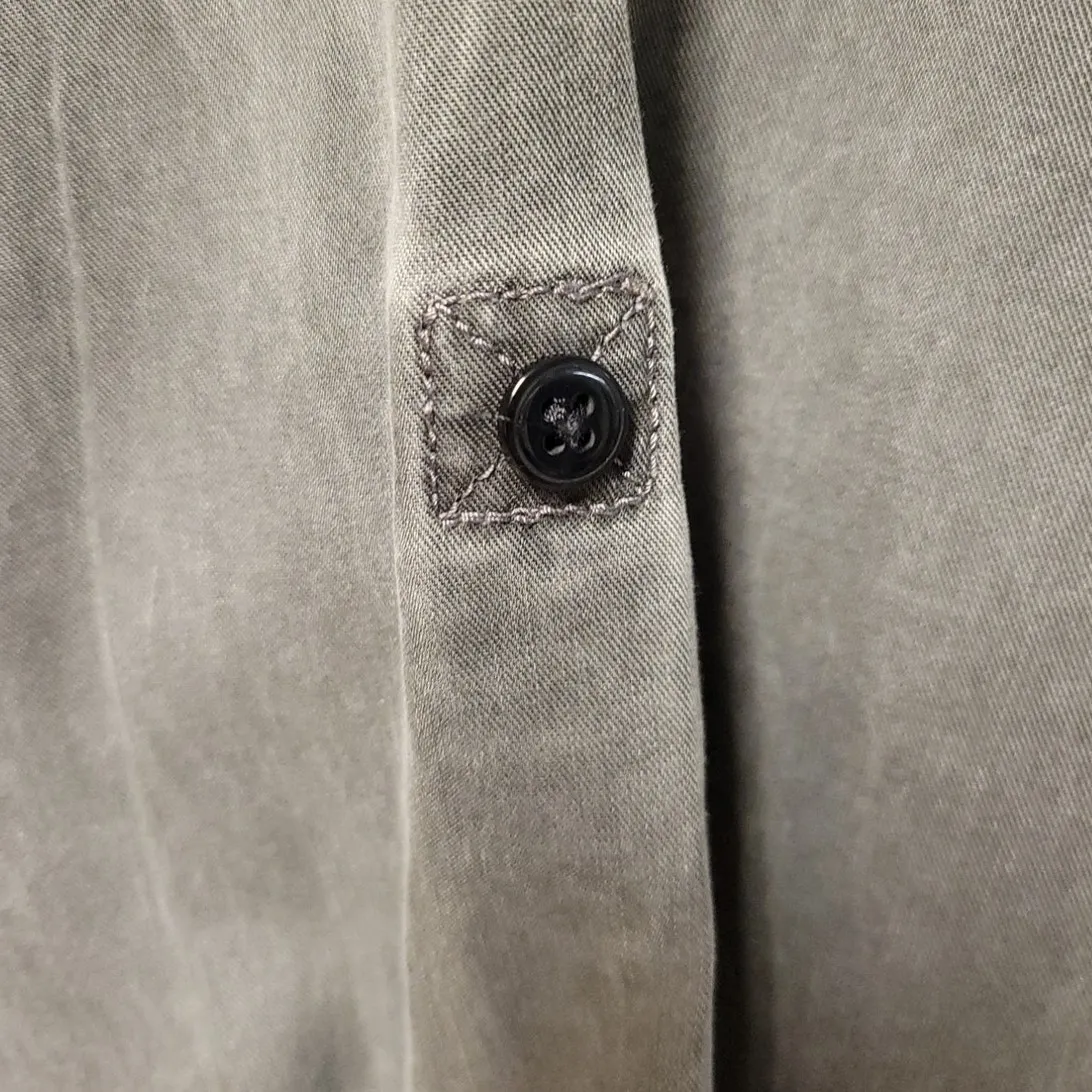 Chambray Charcoal Gray Shirt Dress Lace Up‎ Neckline Rocker Punk Emo Grunge Sz S - Image 6