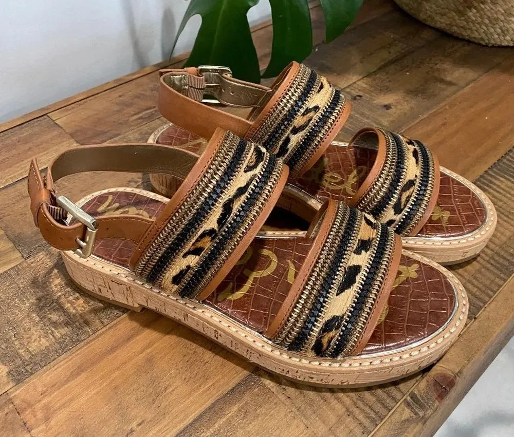 Sam Edelman Women’s New Nala Leopard Cheetah Print Platform Open Toe Sandals 6.5 - Image 2