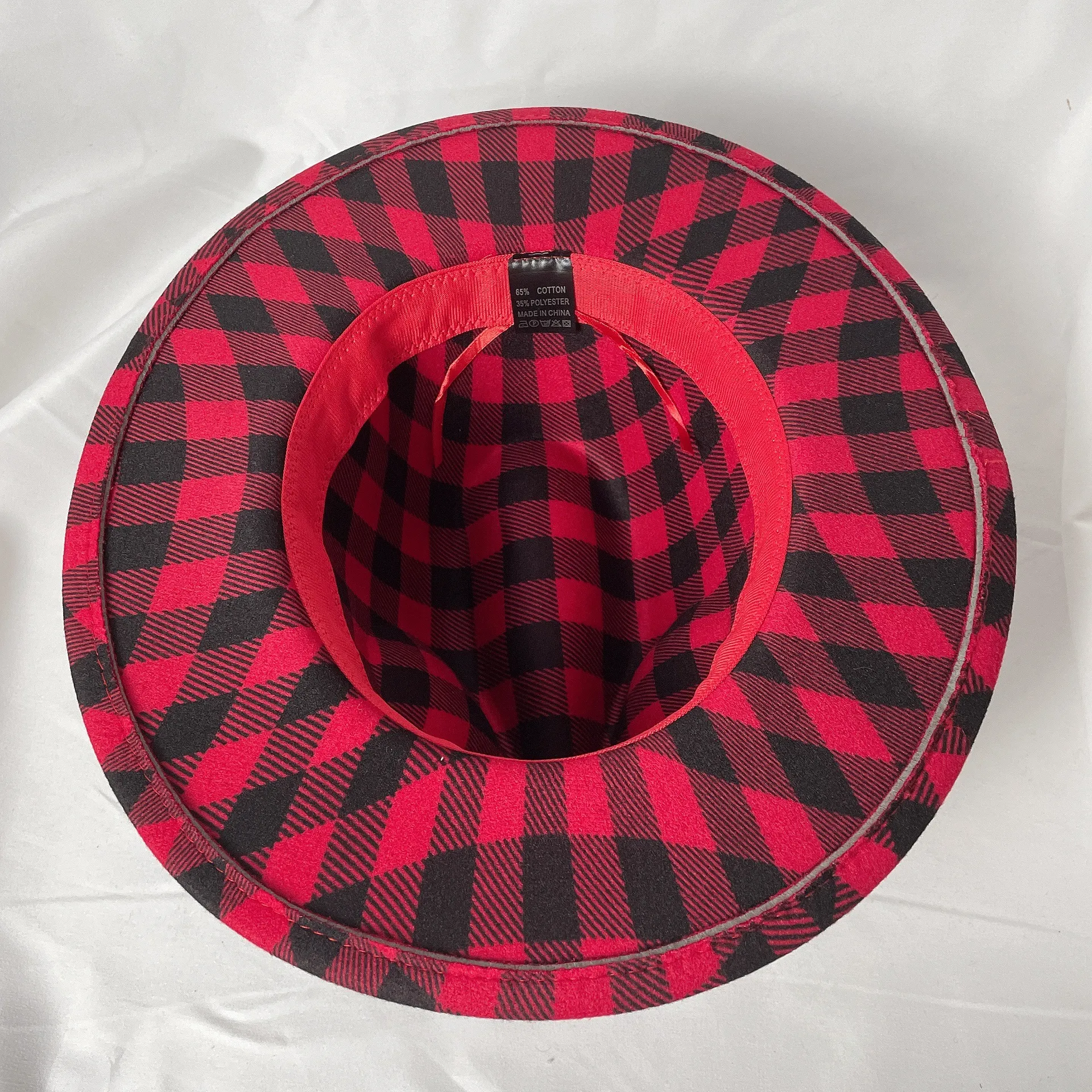 Western Wide Brim Cowboy Felt Hat Red - Image 3