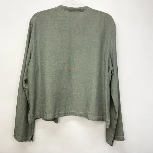 Bryn Walker  Open Front Jacket Size Large‎ Olive 100% Tencel - Image 5