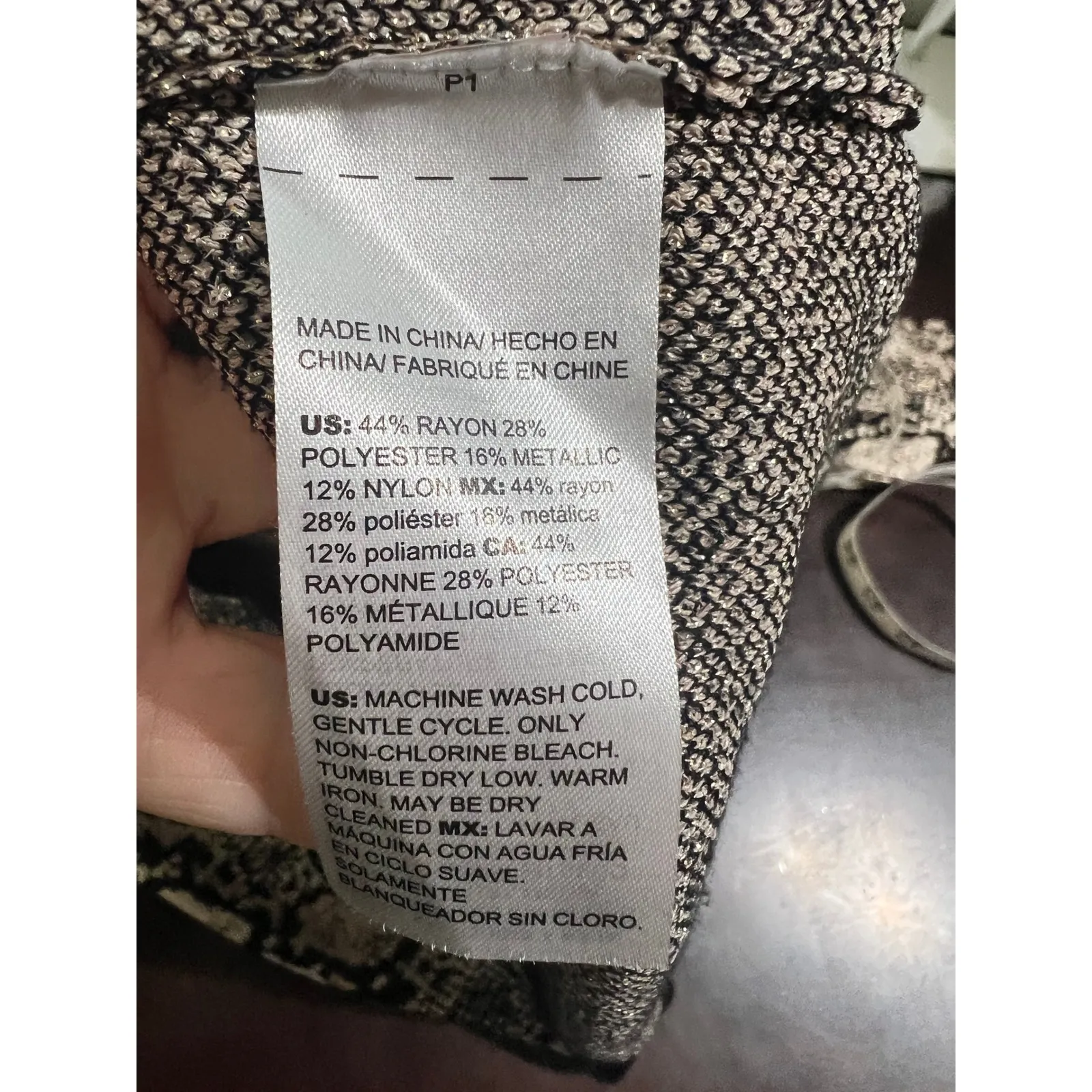 Chico's Double Espresso Python-Print Tie Neck Sweater Size XL Chico's 3 Snake - Image 6