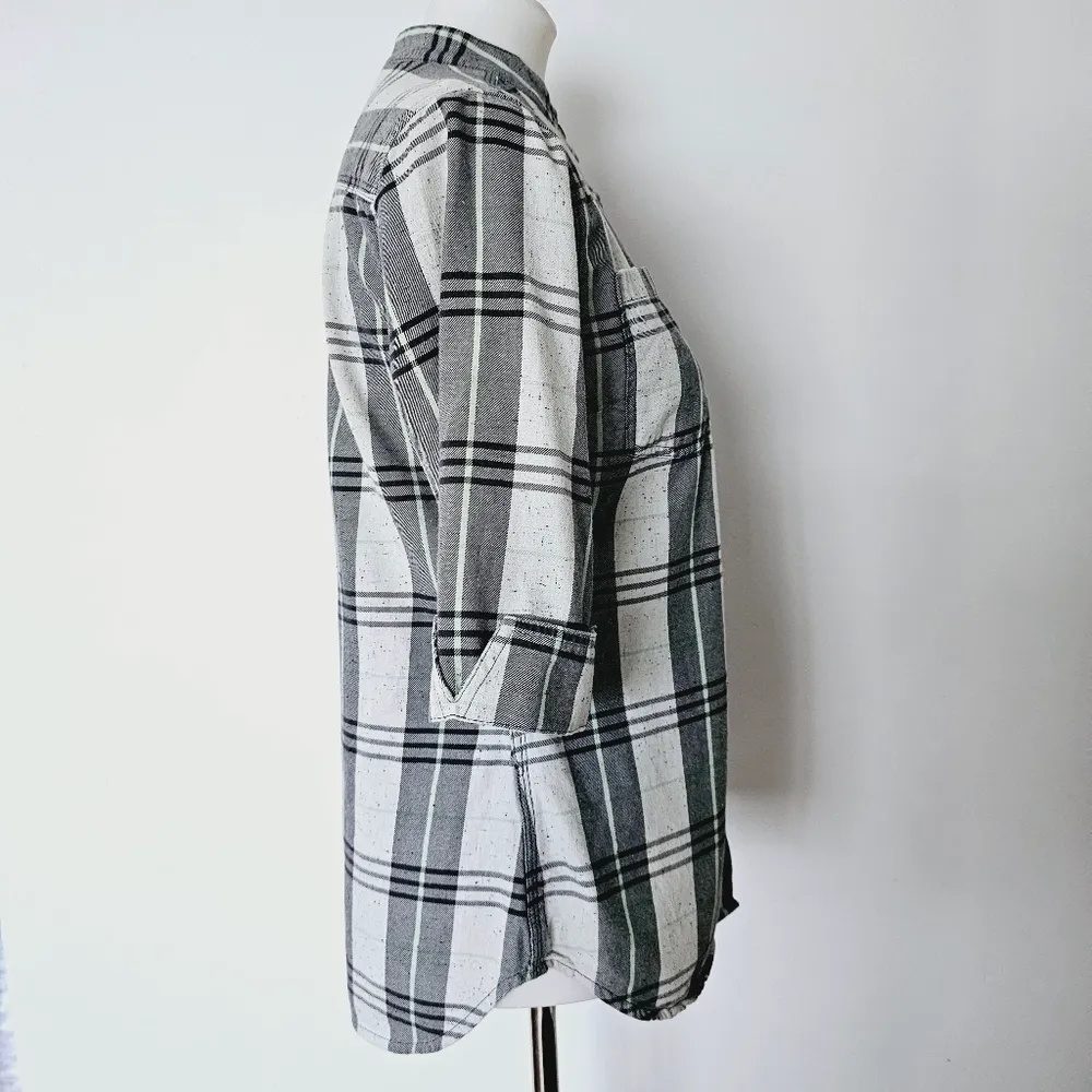 Carhartt Twilight Relaxed 3/4 Sleeve Plaid Flannel Button Down Shirt Size Small - Image 4