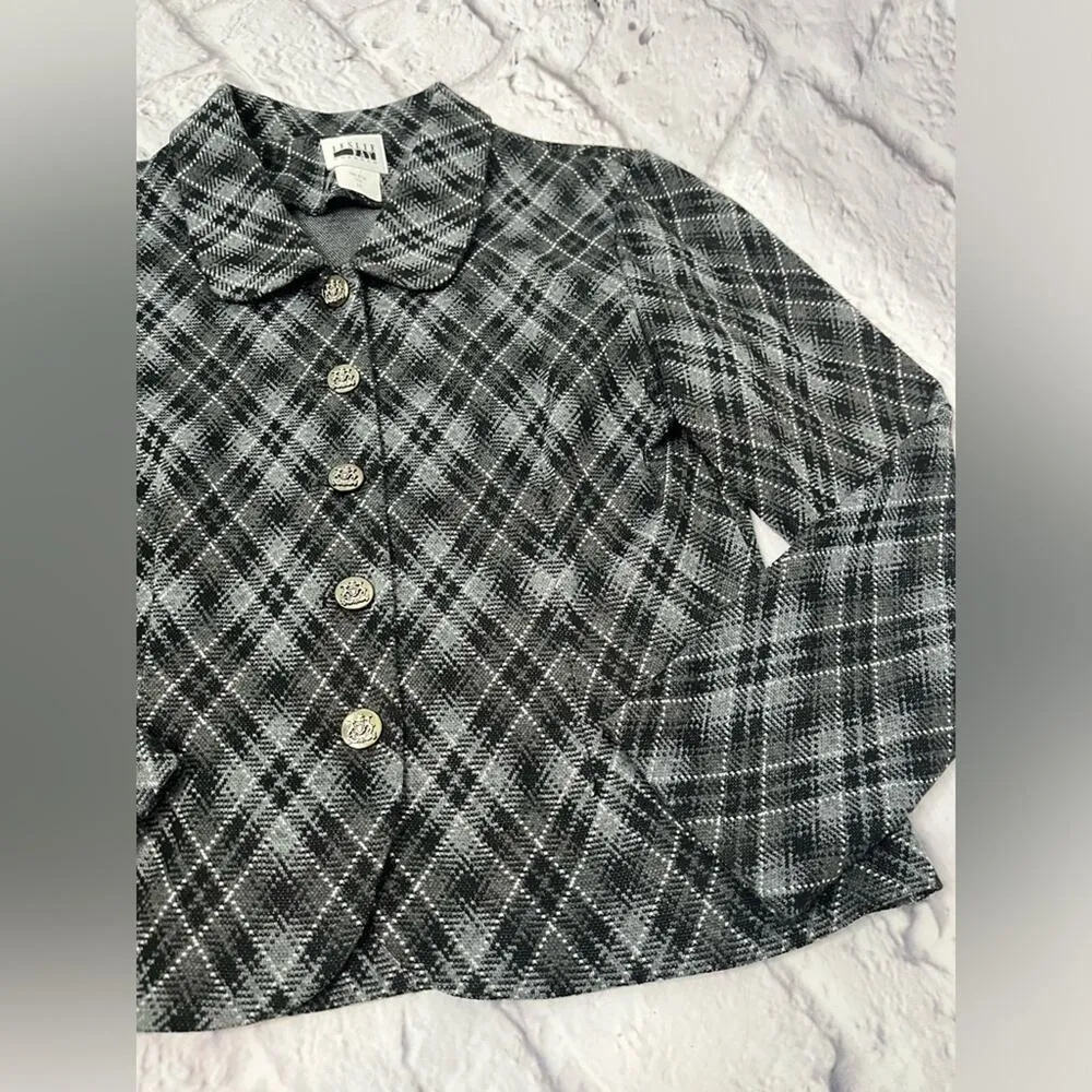 Leslie Fay vintage gray plaid button down blazer size 10 - Image 3