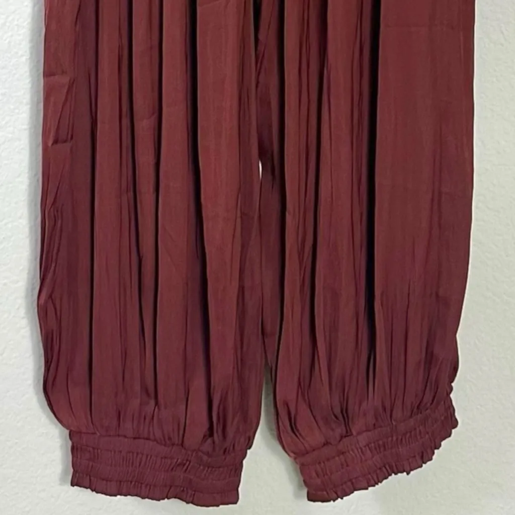Free People Billowy Bohemian Silky Sleepover Crush Balloon Genie Harem Pants XL - Image 6