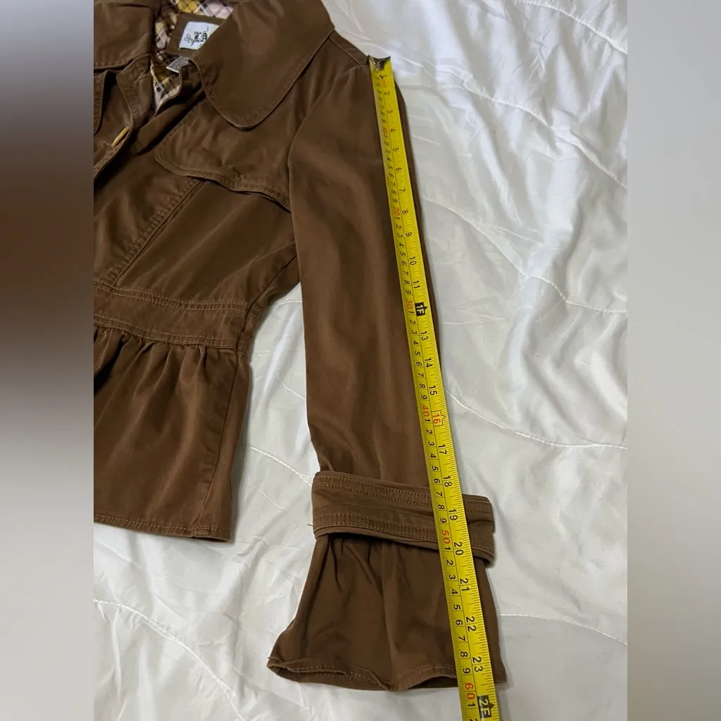 Live a Little Brown Trench Coat with Peplum - Image 5