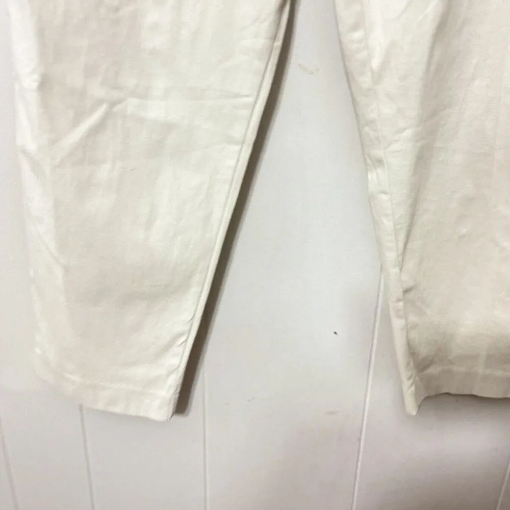 DKNY Beiage Cotton Paper Bag Tie Belt Pleated Ankle Pants Women's Sz 14 NWT - Image 2