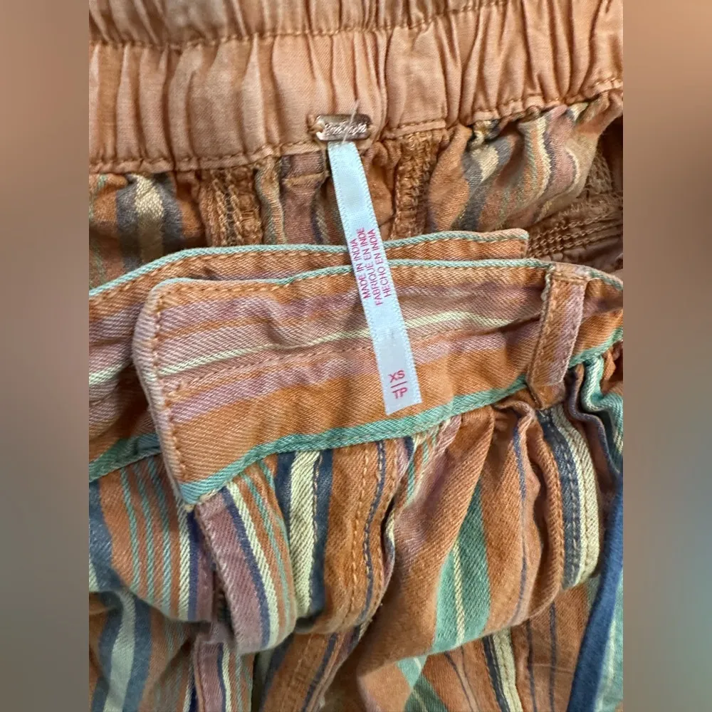 Free People Kahuna Harem Shorts XS Orange Stripe Boho Festival Cotton - Image 8