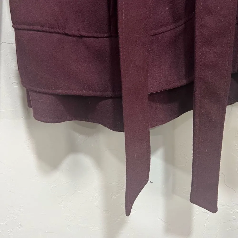 Maroon Double Breasted Lapel Collar Overcoat - Image 4