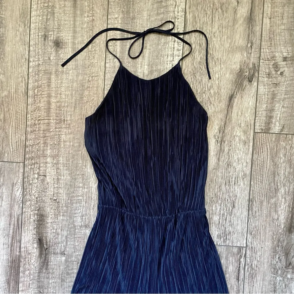 Navy micro pleated jumpsuit with halter top - 19 Cooper - Image 8