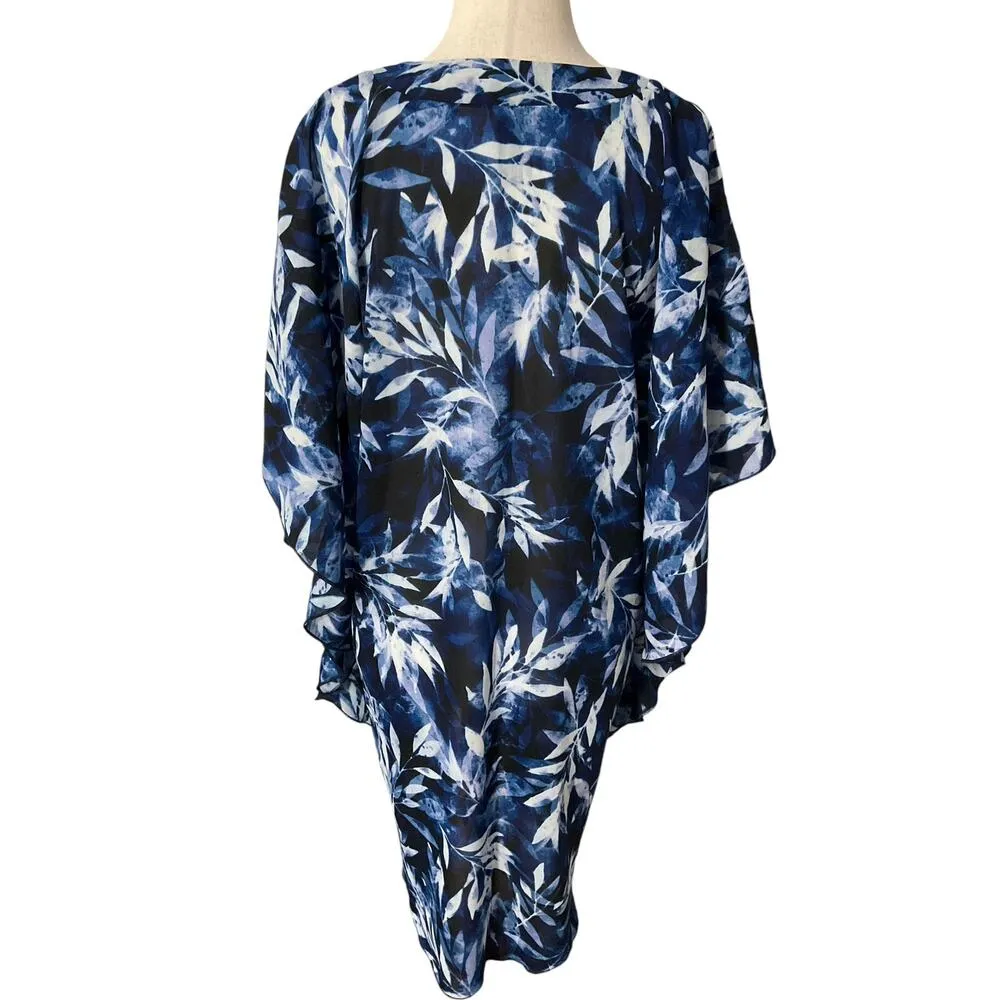 Maxine of Hollywood Blue Tropical Kaftan Cover-up Swimwear Women Size XS | 58-32 - Image 2
