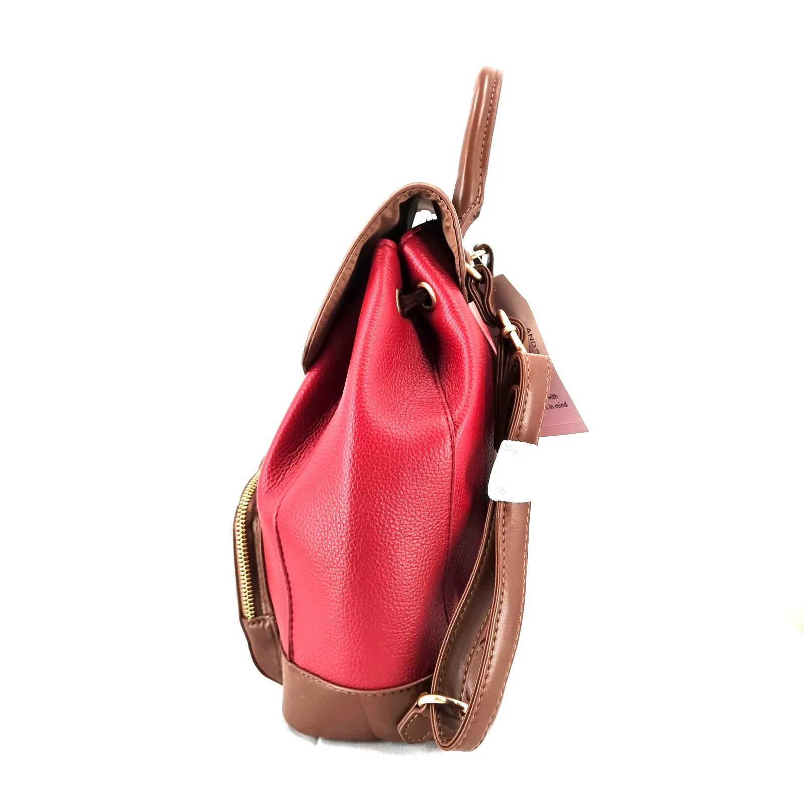 NWT Time and Tru Gabriella Drawstring Backpack Persimmon/Brown Chestnut Red - Image 5