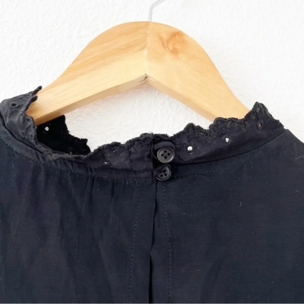 Something Navy Puff Sleeve Ruffle Blouse in Black - Image 10