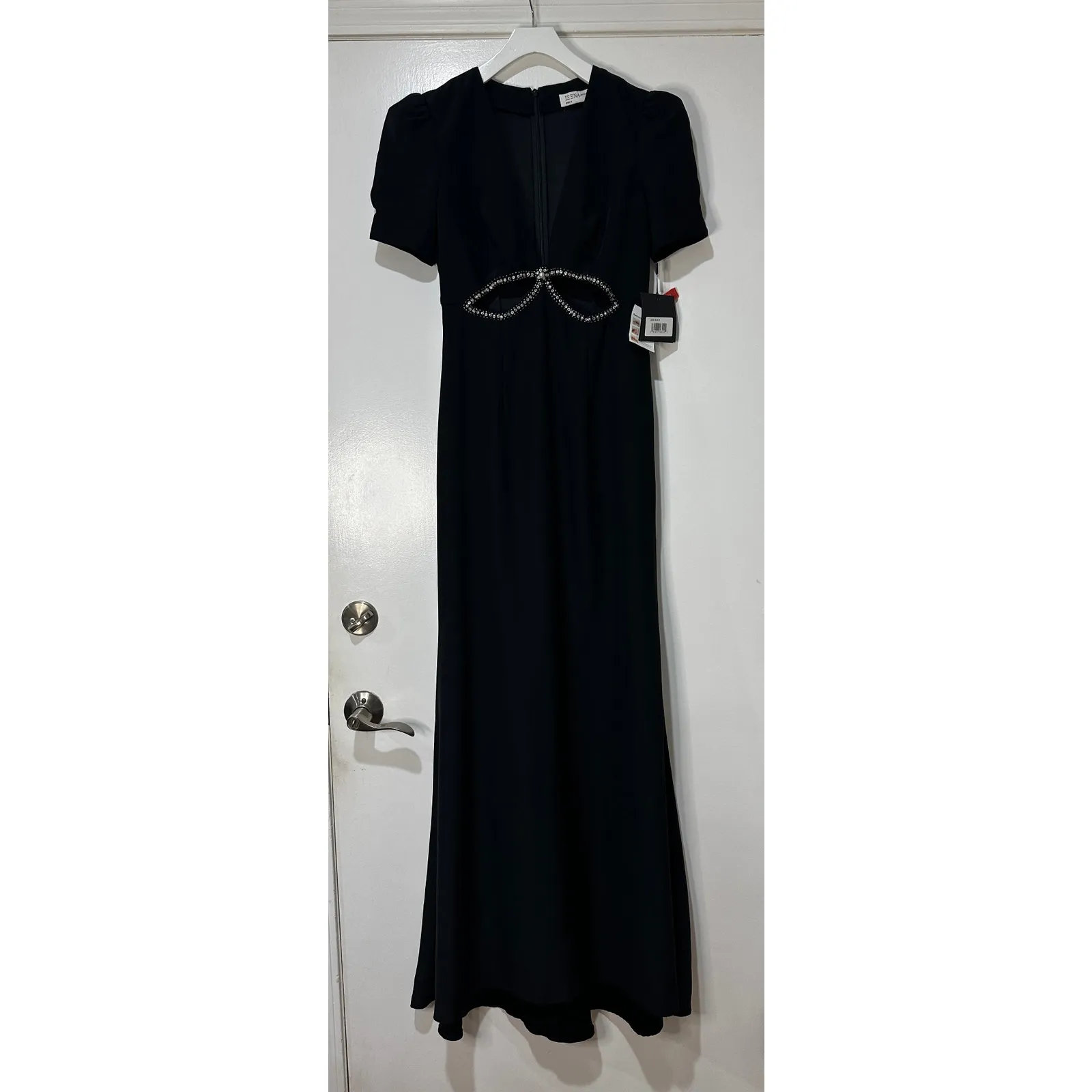 Ieena for Mac Duggal Rhinestone Cutout Sheath Gown Black #2630 Size 6 NWT Dressy - Image 2