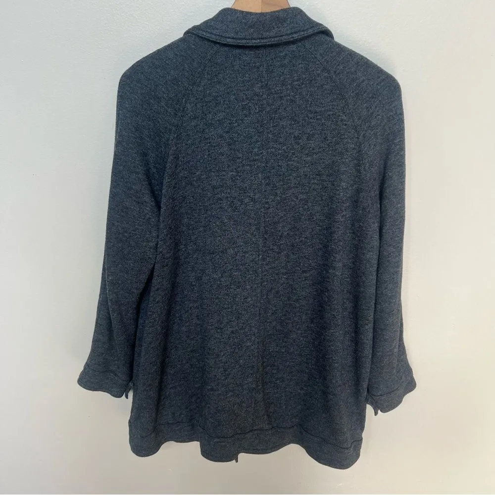 Free People Slouchy Peacoat Charcoal Gray Double Breasted Jacket Size Small - Image 7