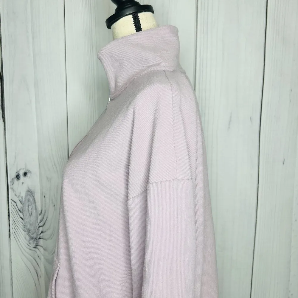 Marc New York Womens Ribbed Quarter Zip Pullover Sz L Pockets Pale Purple - Image 6