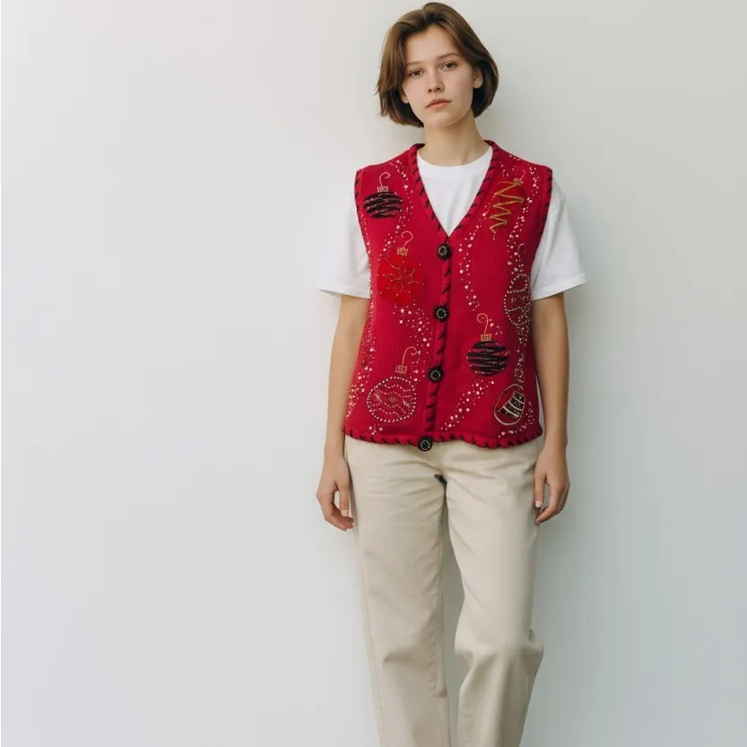 Women’s Festive Red Button - Image 2