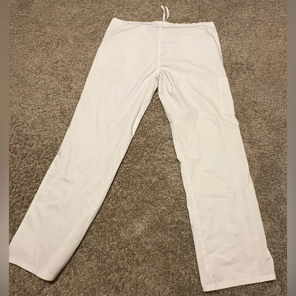 (Scrubstar) White Drawstring Wide Leg Scrub Pant: Size Medium - Image 5