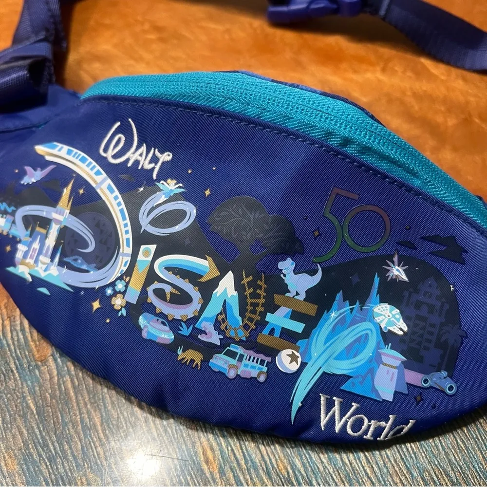 Disney World 50th Anniversary Blue Graphci Waist Bag Fanny pack adjustable - Image 2