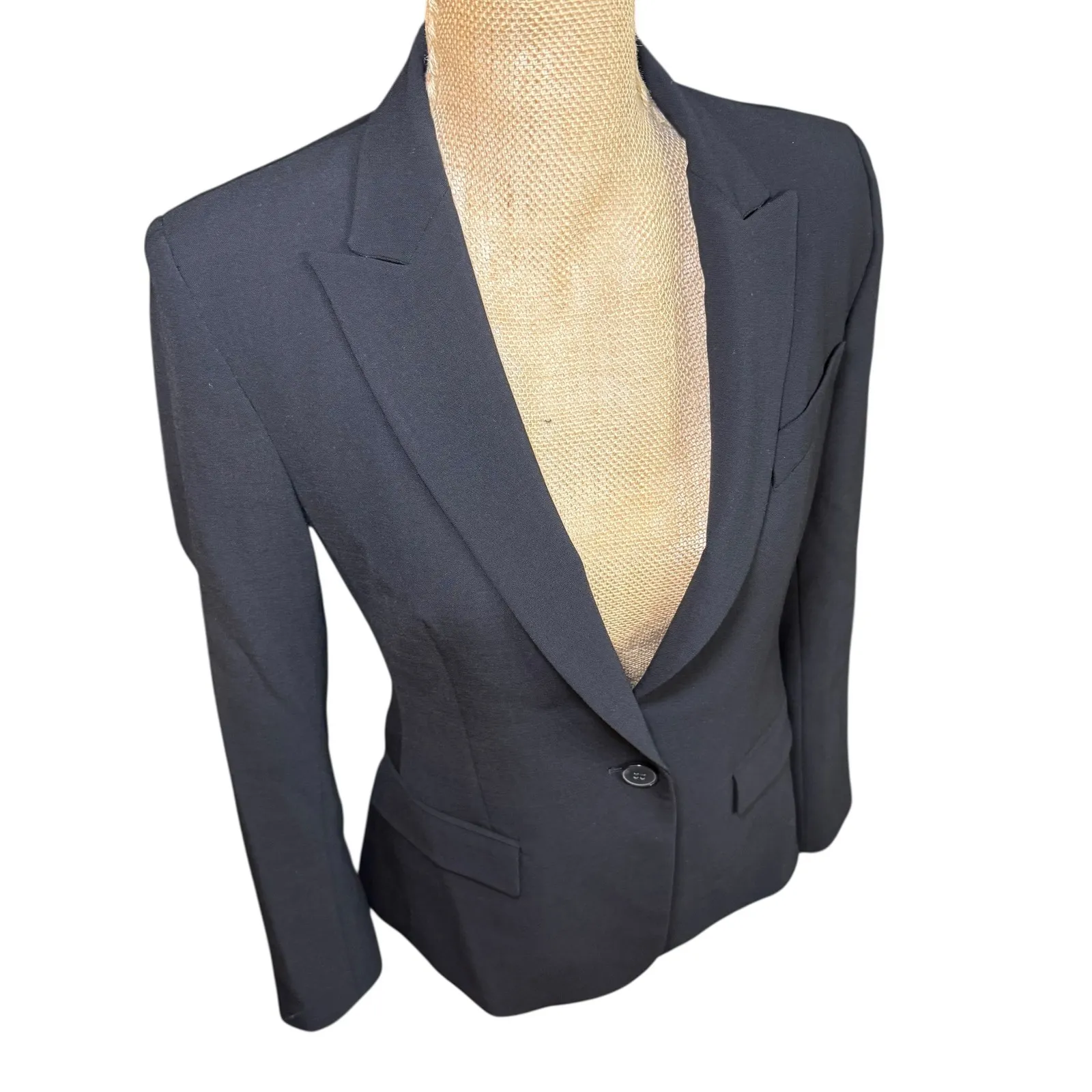 Theory Black One Button Tailored Blazer Jacket Women's Size 6 - Image 4